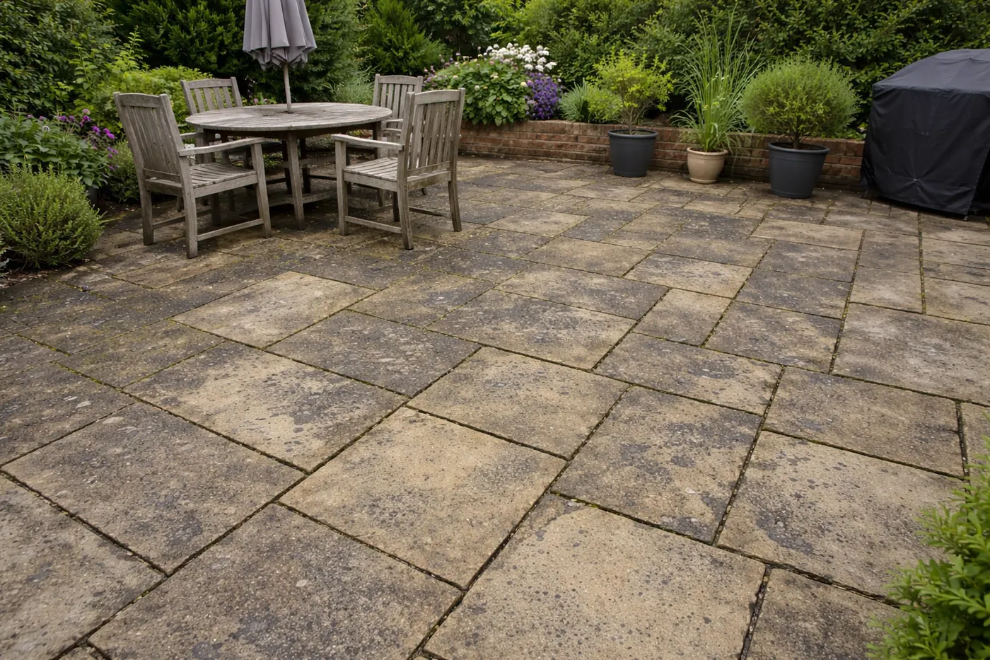 Before patio cleaning